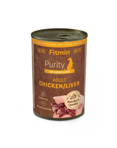FITMIN Purity Adult Chicken with Liver 400 g kurczak z wątróbką, mokra karma dla psów