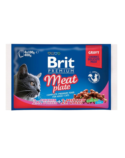 BRIT Sada vrecúšok Cat Adult Meat Plate 8x100g