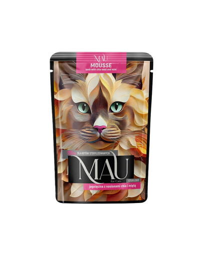 MAU Mus Jahňacina so semienkami chia a mätou 85 g mokrá strava pre kocúra po sterilizácii