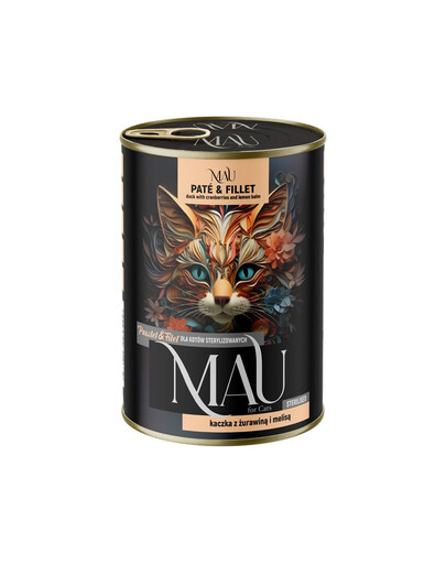 MAU Kačacia paštéta a filet s brusnicami a medovkou 400 g pre sterilizované mačky