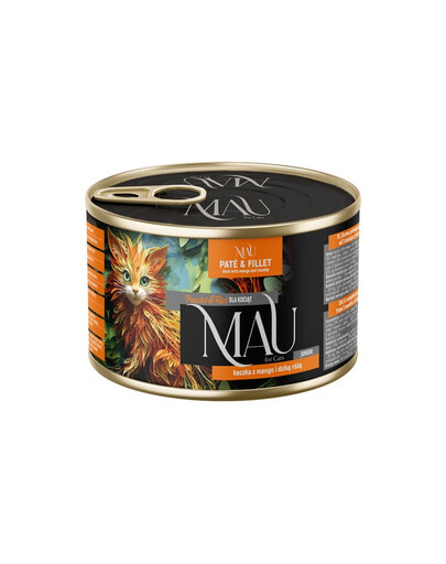 MAU Kačacia paštéta a filet s mangom a šípkami 185 g mokré krmivo pre mačiatka