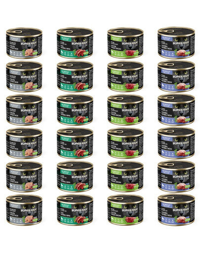 SUPER RAFI Cat Mix 4 príchute 24x185g mokré krmivo pre mačky