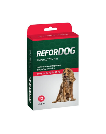 VET-AGRO Refordog pre psov 10–25 kg 3 pipety x 2,5 ml spot-on prípravok proti parazitom