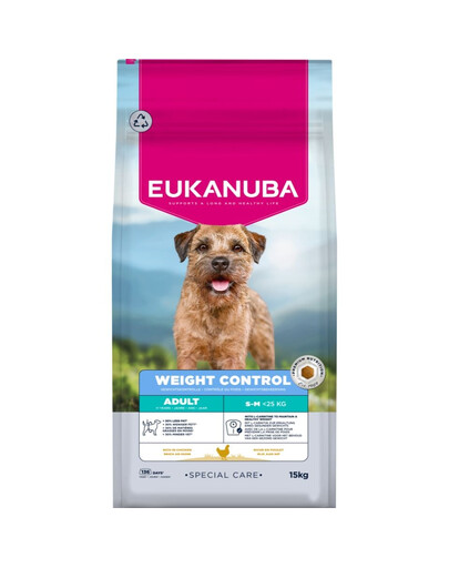 EUKANUBA Special Care Small & Medium Breed Adult Dogs Weight Control 12 kg krmivo podporujúca kontrolu hmotnosti pre psov malých a stredných plemien