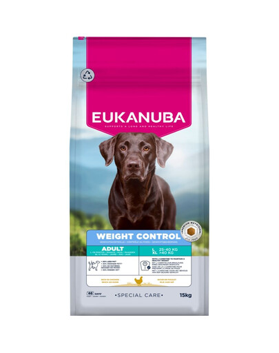 EUKANUBA Special Care Weight Control Adult Large Breeds 15 kg krmivo na podporu kontroly hmotnosti pre psov veľkých plemien