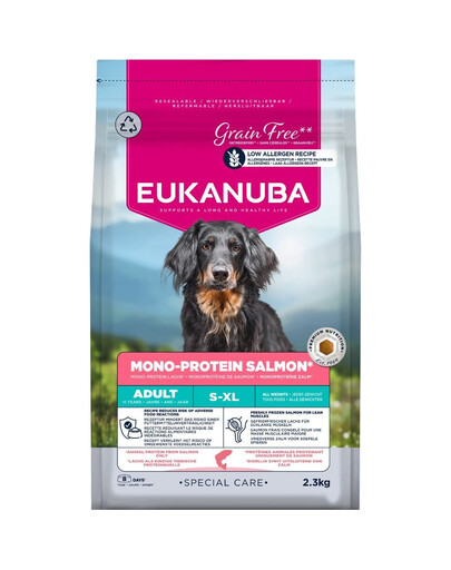 EUKANUBA Special Care Adult Mono-Protein Salmon 2,3 kg krmivo pre dospelých psov, bohaté na čerstvo mrazeného lososa