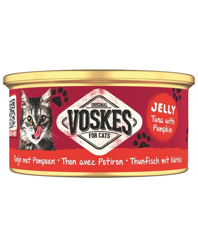 VOSKES Želé tuniak s tekvicou 85 g 100% tuniak s tekvicou v želé, doplnkové krmivo pre mačky