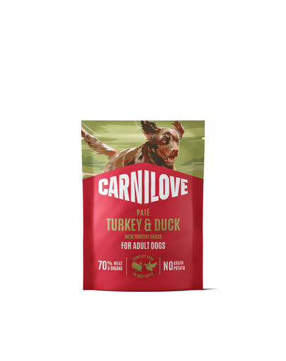 CARNILOVE Dog Pouch Turkey and Duck 300g krmivo pre dospelých psov s morčacím a kačacím mäsom