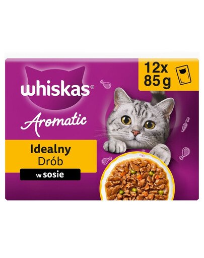 WHISKAS Aromatic Adult Ideálny Hydinový v omáčke, 12 x 85 g mokrá strava pre dospelé mačky