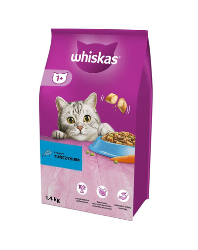 WHISKAS Adult 6 x 1,4 kg WHISKAS Adult 6 x 1,4 kg Kompletné krmivo pre dospelé mačky s lahodným tuniakom