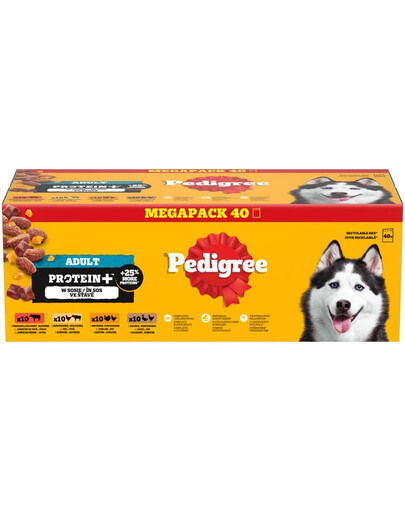 PEDIGREE Adult Protein+ v želé, 40 x 85 g krmivo pre dospelých psov