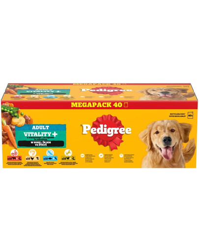 PEDIGREE Adult Vitality+ so zeleninou v omáčke, 40 x 85 g krmivo pre dospelých psov