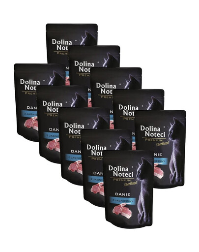 DOLINA NOTECI Premium Sterilised pokrm z jahňacieho mäsa 10x85 g krmivo pre mačky po sterilizácii