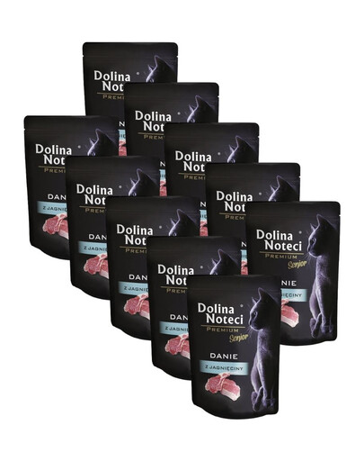 DOLINA NOTECI Premium Senior jahňacie krmivo 10x85 g mokré krmivo pre staršie mačky