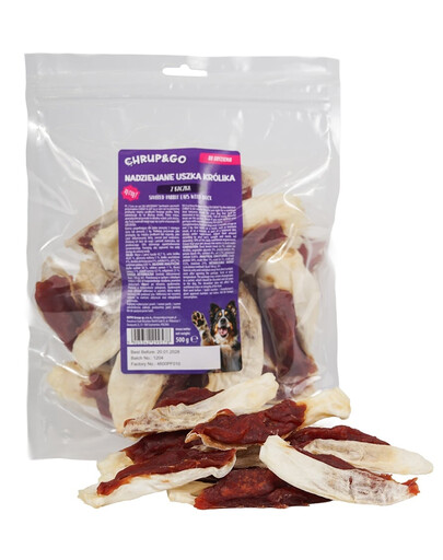 CHRUP&GO Plnené uši z králika 500 g maškrta pre psa