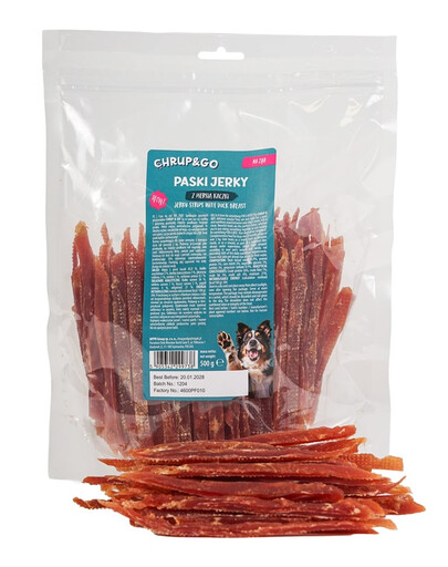 CHRUP&GO Pásky jerky z kačacích pŕs 500 g pochúťka pre psa