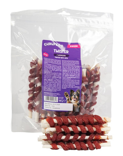 CHRUP&GO Twister s jahňacím mäsom 500 g pochúťka pre psa
