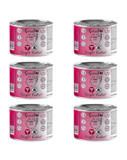 GUSSTO Vet Weight control Cat 6x200 g konzerva krmiva pre mačky s nadváhou