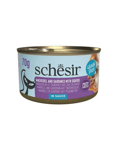 SCHESIR Grilované sardinky a makrela v omáčke 70 g mokré krmivo pre mačky