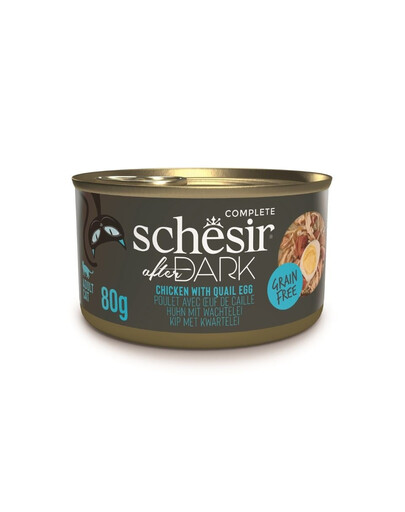 SCHESIR After Dark Kuracie vo vývare s prepeličími vajcami 80 g mokré krmivo pre mačky