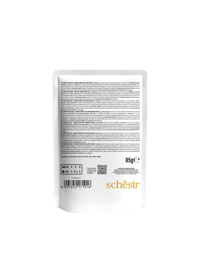 SCHESIR Tuniak s kuracími filetmi v želé pre mačky 85 g