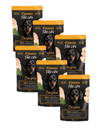 FITMIN For Life Dog Adult Chicken 6x85 g kurča s bylinkami v omáčke