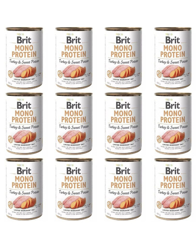 BRIT Mono Protein Morčacie mäso a sladké zemiaky 12x400 g monoproteínové krmivo s morčacím mäsom a sladkými zemiakmi