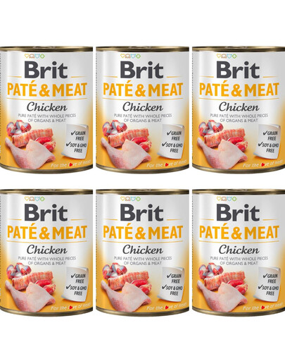 BRIT Pate&Meat Chicken 6x800 g paštéta s kuracím mäsom