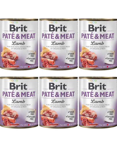 BRIT Pate&Meat Lamb & 6x800 g paštéta s jahňacím mäsom