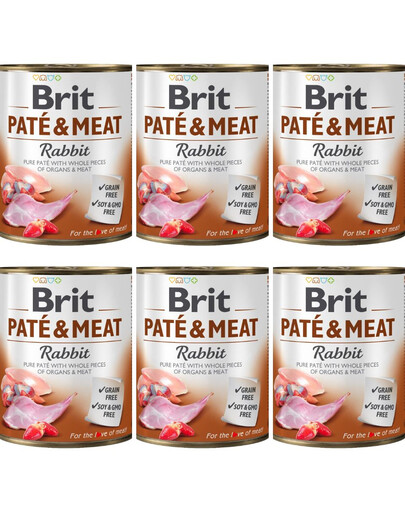 BRIT Pate&Meat Rabbit 6x800 g paštéta s králičím mäsom