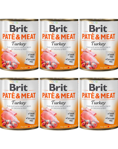 BRIT Pate&Meat turkey 6x800 g  paštéta s morčacím mäsom