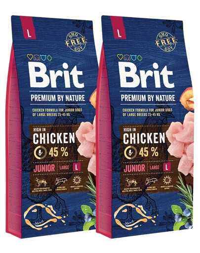 BRIT Premium By Nature Junior Large L 2 x 15 kg Kompletné krmivo pre psov