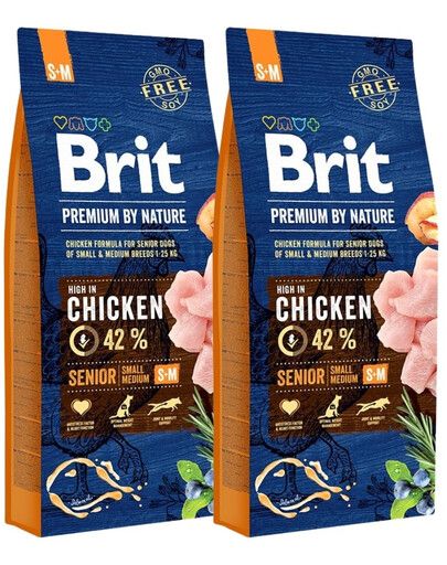BRIT Premium By Nature Senior Small Medium S+M 2 x 15 kg Kompletné krmivo pre psov