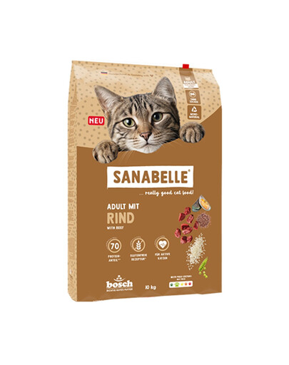 SANABELLE Classic Adult with Beef 10 kg krmivo s hovädzím mäsom pre dospelé mačky