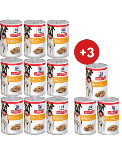 HILL'S Science Plan Canine Adult Light Chicken 9x370 g pre dospelé psy s nadváhou kuracie + 3 konzervy ZADARMO!