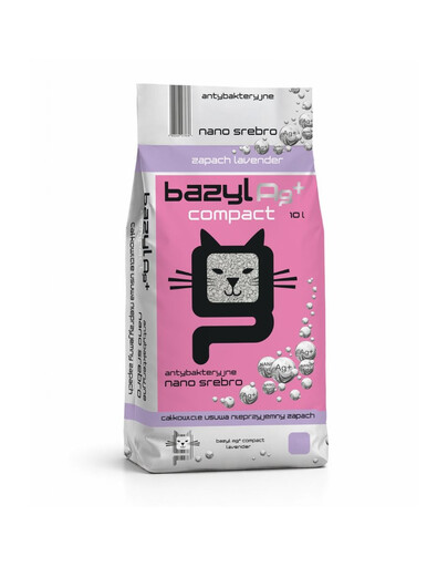 Ag+ Compact Lavender 10L żwirek bentonitowy z jonami srebra o zapachu lawendy