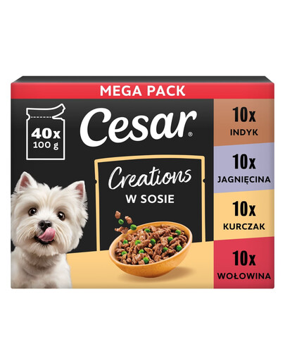 CESAR Creations Mix Chutí (hovädzina, kurča, jahňacina, moriak) 40 x 100g krmivo pre dospelých psov