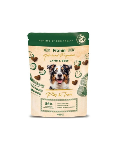 FITMIN NP Play and Train Lamb and Beef 400g tréningová maškrta s jahňacím a hovädzím mäsom