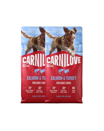 CARNILOVE Active Dog Salmon and Turkey Adult 2x12 kg losos a morčacie, pre dospelých psov