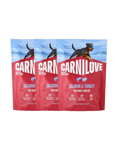 CARNILOVE Active Dog Salmon & Turkey Adult Small Breeds 3x1,5 kg losos a morčacie, pre dospelých psov malých plemien