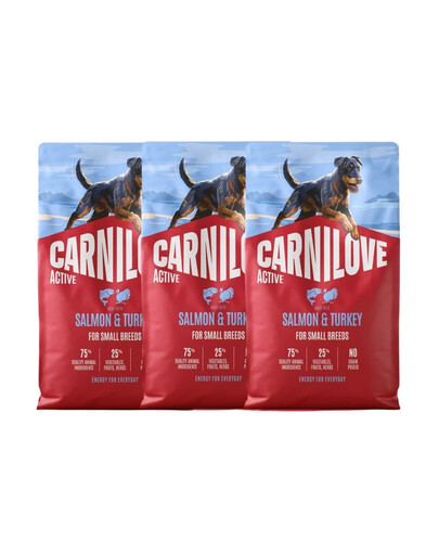 CARNILOVE Active Dog Salmon & Turkey Adult Small Breeds 3x4 kg losos a morčacie, pre dospelých psov malých plemien