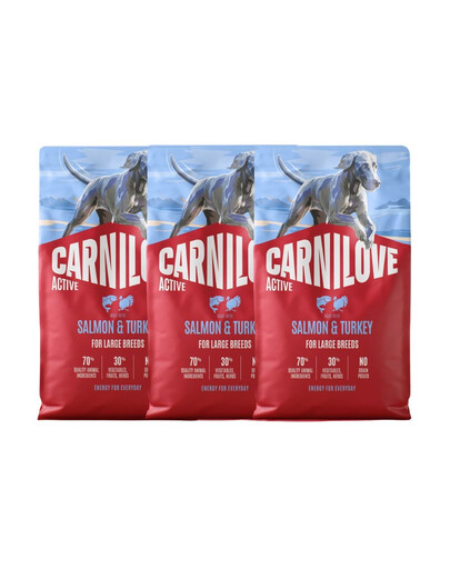 CARNILOVE Active Dog Salmon & Turkey Adult Large Breeds 3x4 kg losos a morčacie, pre dospelých psov veľkých plemien
