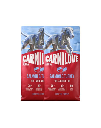 CARNILOVE Active Dog Salmon & Turkey Adult Large Breeds 2x12 kg losos a morčacie, pre dospelých psov veľkých plemien
