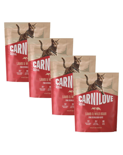 CARNILOVE Active Cat Lamb and Wild Boar Sterilised 4x400 g jahňacie a diviak, krmivo pre sterilizované mačky