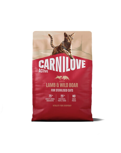 CARNILOVE Active Cat Lamb and Wild Boar Sterilised 3x2 kg jahňacie a diviak pre sterilizované mačky