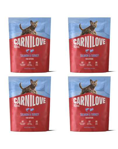 CARNILOVE Active Cat Salmon and Turkey for Kittens 4x400 g losos a morka, pre mačiatka všetkých plemien