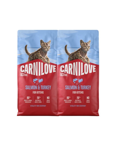 CARNILOVE Active Cat Salmon and Turkey for Kittens 2x6 kg losos a morka, pre mačiatka všetkých plemien