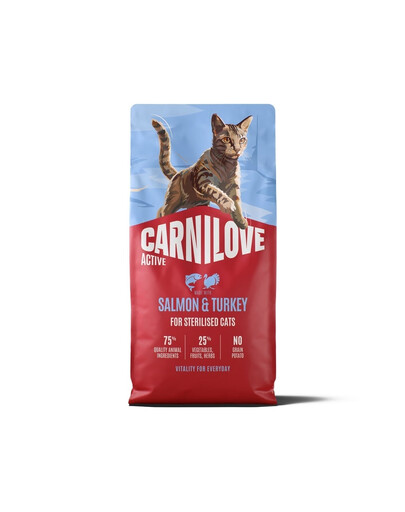 CARNILOVE Active Cat Salmon and Turkey Sterilised 6 kg losos a morčacie, pre kastrované mačky