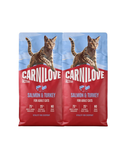 CARNILOVE Active Cat Salmon and Turkey Adult 2x6 kg losos a morčacie, pre všetky dospelé mačky