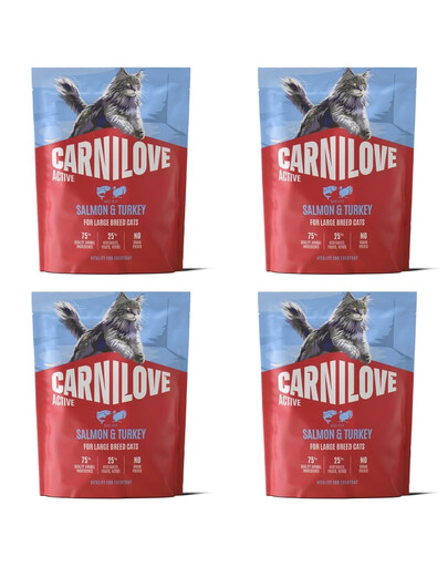 CARNILOVE Active Cat Salmon and Turkey Adult Large 4x400 g losos a morčacie, pre mačky veľkých plemien